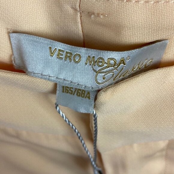NWT Vero Moda Trousers Peach Black Striped Pants Ankle Length Amber Slim Leg New - Picture 3 of 8